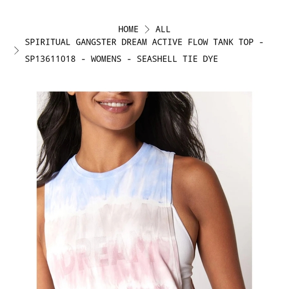 Spiritual Gangster DREAM Active Flow Tank Top in Seashell Tie Dye Sz. M/L - Picture 10 of 10